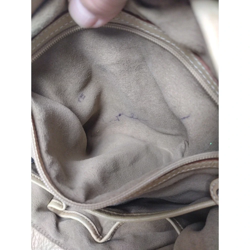 Liz Claiborne Vintage Supple Tan LAMB Leather Hobo Bag double Straps Hang Charm